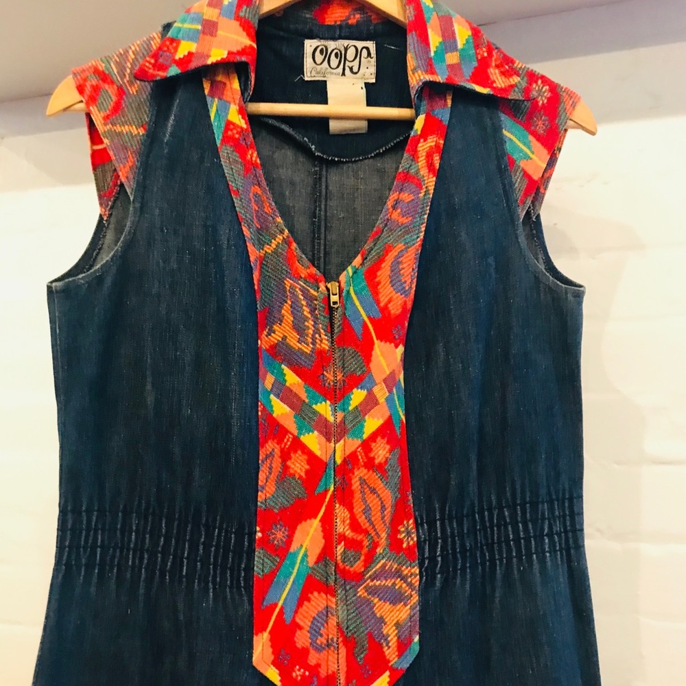 1970s Oops California denim jumpsuit bell bottom S - Picture 7 of 11